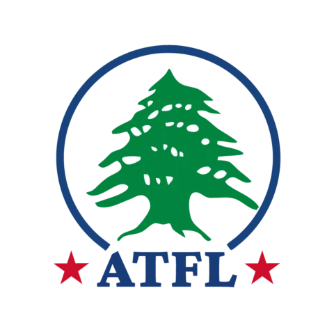 American Task Force on Lebanon logo: a green cedar tree inside a blue circle above the letters ATFL.